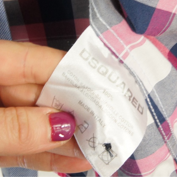Dsqaured2 Blue Pink White Gingham Plaid Checkered Button Up Blouse Top - Picture 4 of 4